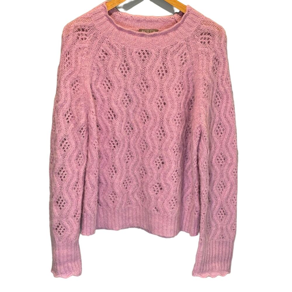 J. Crew Pink Pointelle Scallop Trim Sweater - size Medium